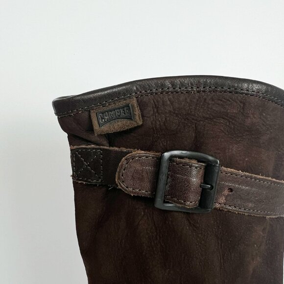 Camper Leather Suede Moto Western Winter Tall Boots Boho Slouchy Relaxed Field - Picture 5 of 10